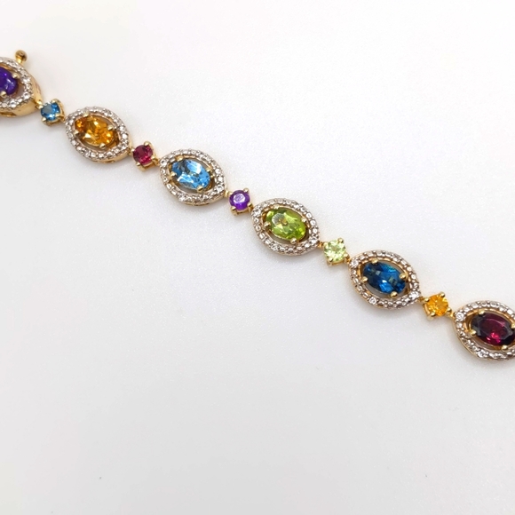 Multi-Gemstone Peridot, London Blue, Amethyst Tennis Bracelet - Picture 16 of 16
